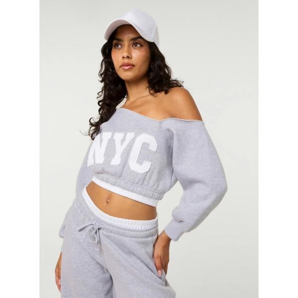 Pink Vanilla Off The Shoulder Graphic Sweatshirt