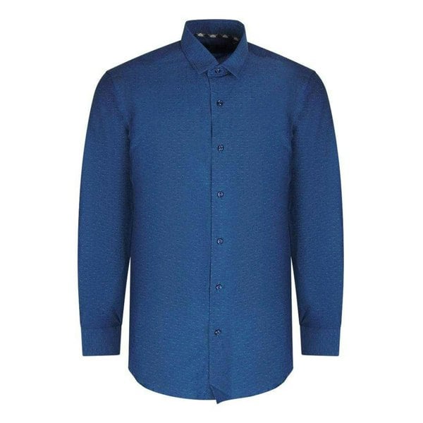 Aquascutum Mens Textured Long-Sleeved Shirt - Dark Blue