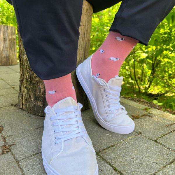 SWOLE PANDA Sheep Bamboo Socks, Pink