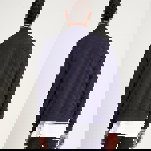 Barneys Originals Men's Navy Goat Suede Bomber Jacket