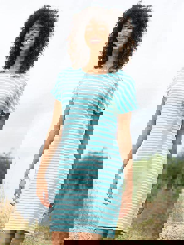 Kite Womens Organic Alum Jersey Dress Lagoon Stripe