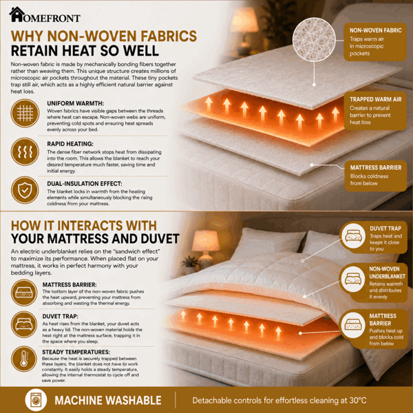 Homefront Electric Blanket King Size Dual Control, Built In Advanced Overheat Protection System with Auto Safety Shut Off