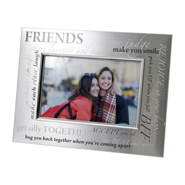 Modern Collage Friends Themed Picture Frame in Brushed Silver Finish Image 1