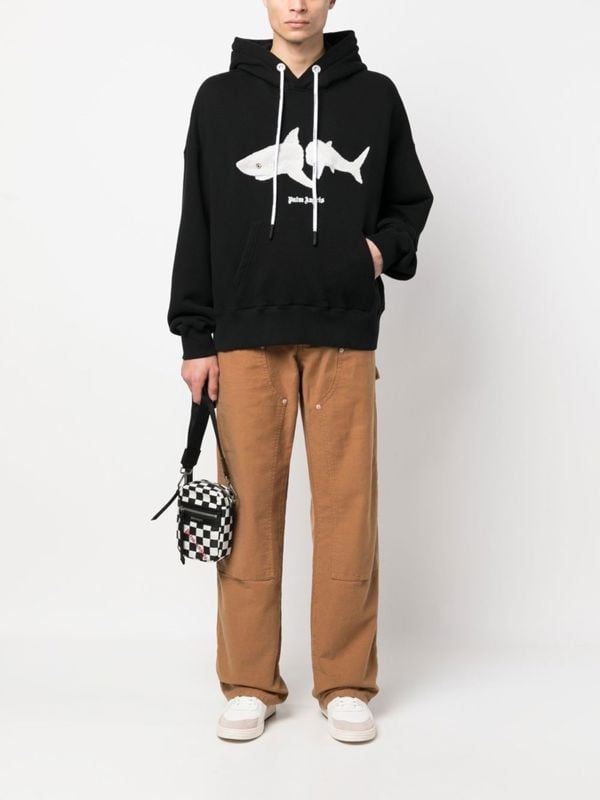 Palm Angels Kill the Shark Logo Hoodie - Black