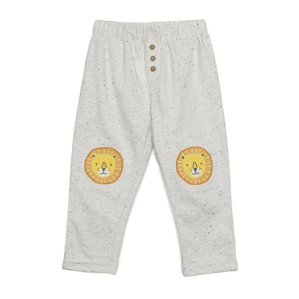 Mini Cuddles Baby Boys Lion Patch Joggers, Grey