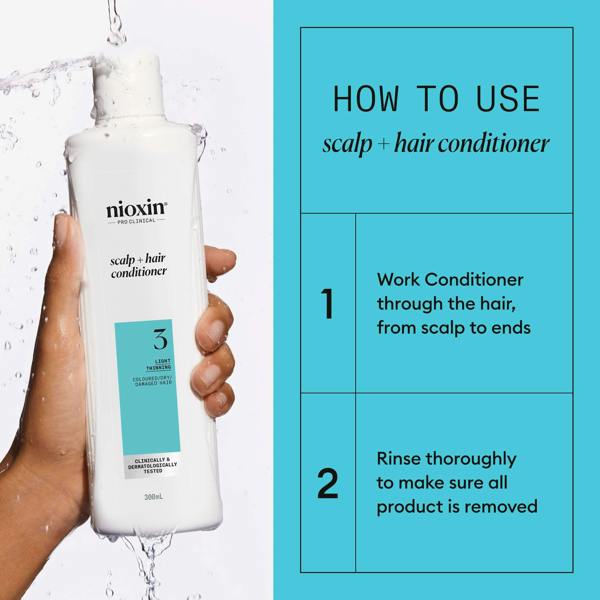 Nioxin Pro Clinical System 3 Conditioner for Coloured Hair with Light Thinning 300ml - Additional 4