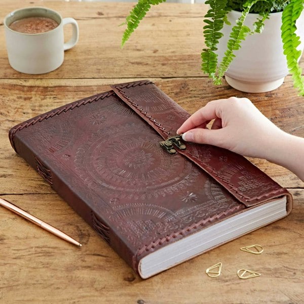 Paper High Indra A4 Embossed & Stitched Leather Journal