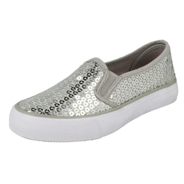 Spot On Girls Spot On Flat Casual Slip On Sequined Shoes