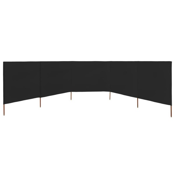 Berkfield 5-panel Wind Screen Fabric 600x160 cm Black