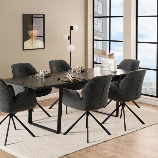 Furniture To Go Amble Dining Table with Black Marble Melamine Top & Black Legs