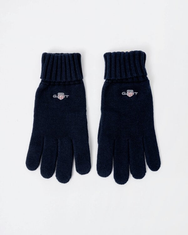 GANT Mens Cotton Blend Logo Gloves - 410 Marine