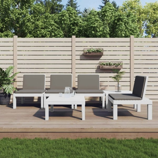 Berkfield 6 Piece Garden Lounge Set with Cushions White PP