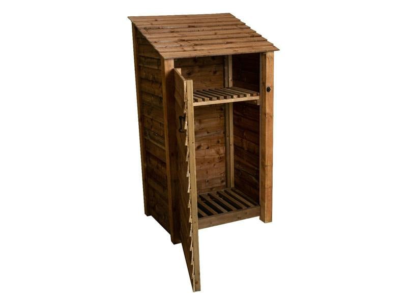 Arbor Garden Solutions Wooden Log Store with Door and Shelf W-99cm, H-126cm Or 180cm, D-88cm - Brown Finish