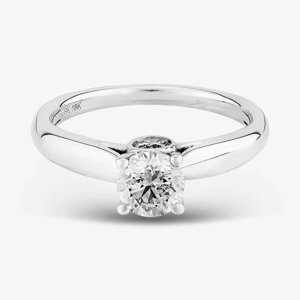 T. H. Baker 18ct White Gold 1.00ct Diamond Bridge Accent Solitaire Ring TH011992R