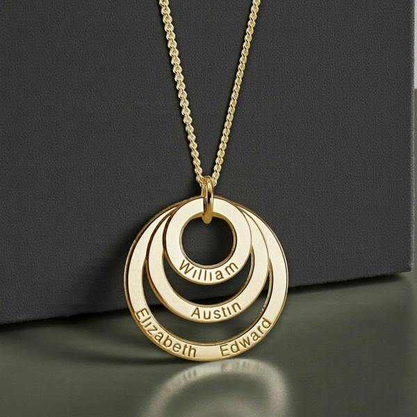 Christopher James of London 9ct Yellow Gold Triple Disc Personalised Family Necklace