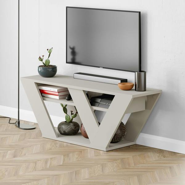 Decortie Pipralla Modern TV Stand Unit with Shelves for Up to 43" TVs 110cm