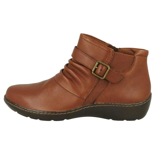 Clarks Ladies Clarks Buckle Detailed Ankle Boots Cora Rouched