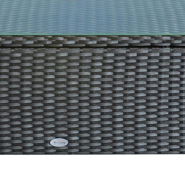 Wyld Haus Niyo Black Rattan Rectangular Outdoor Coffee Table With Tempered Glass Top