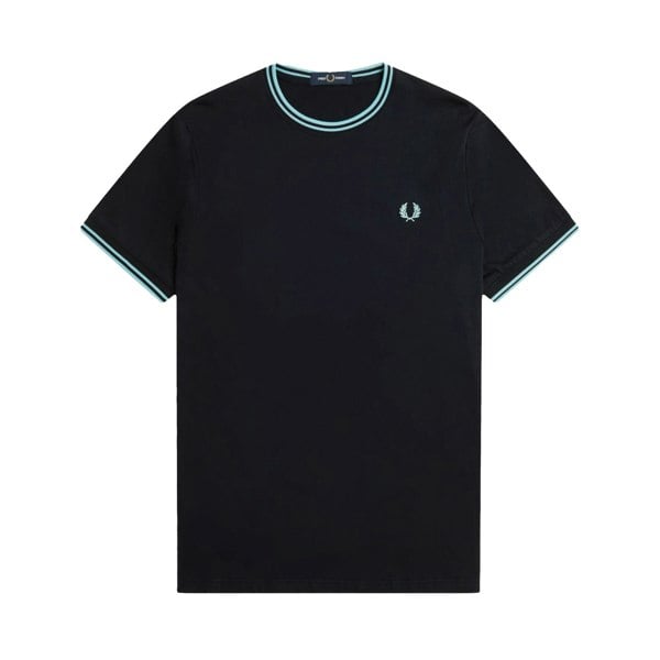 Fred Perry Twin Tipped T-Shirt Navy/Mint Blue