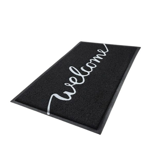 Anyhouz Anymat Doormat Black Welcome Lettered PVC Non Slip Rubber Dirt Trap Washable Mat