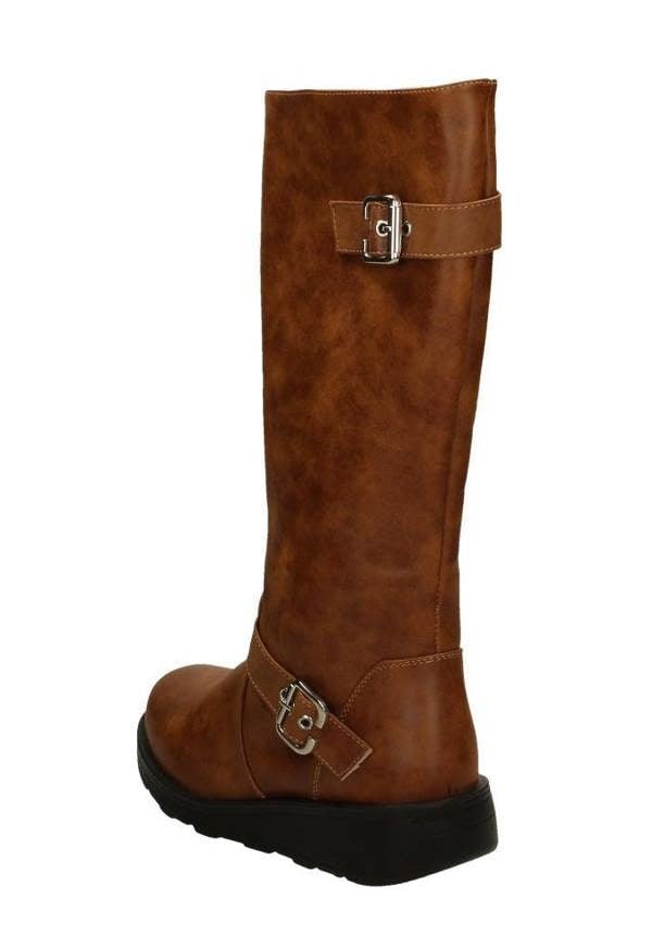 Spot On Ladies Spot On Buckle Detailed Wide Fit Knee High Boots F51202