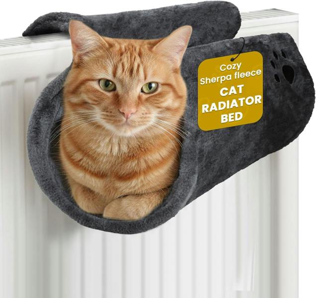 Simply 4 Pets Cat Radiator Bed - Super Soft Faux Fur Cat Hammock for Indoor Cats - Radiator Kitten Beds With Strong Metal Frame, Washable Cover