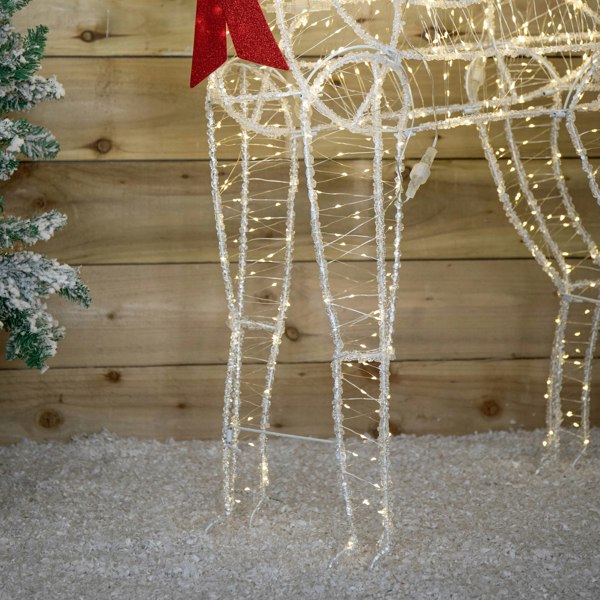 Samuel Alexander 1.24m Light up Acrylic Christmas Deer Decoration with Red Bow and 880 Warm White LEDs