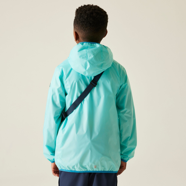 Regatta Great Outdoors Kids Lever II Packaway Rain Jacket - Aruba Blue/Exotic Plume