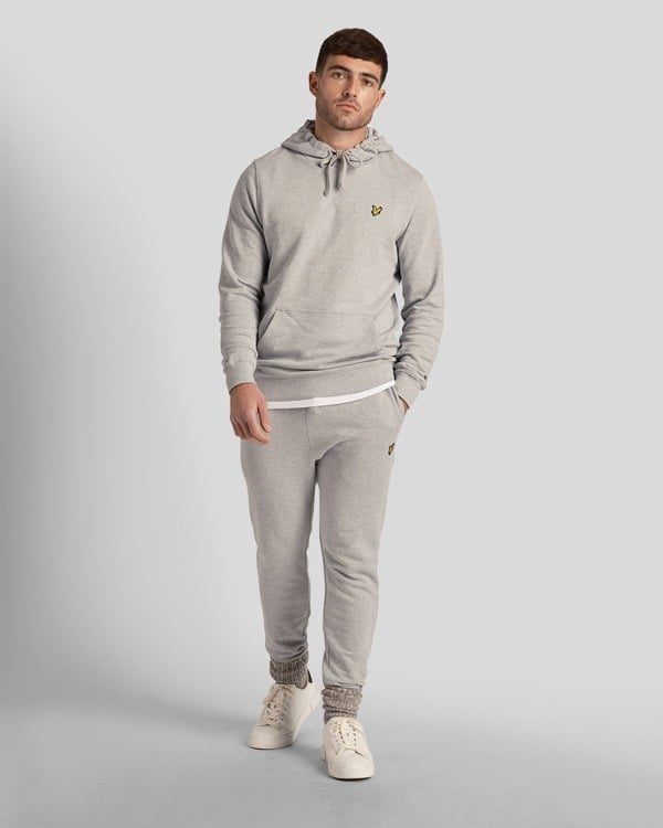 Lyle & Scott Branded Pull-over Hoodie - Light Grey Marl