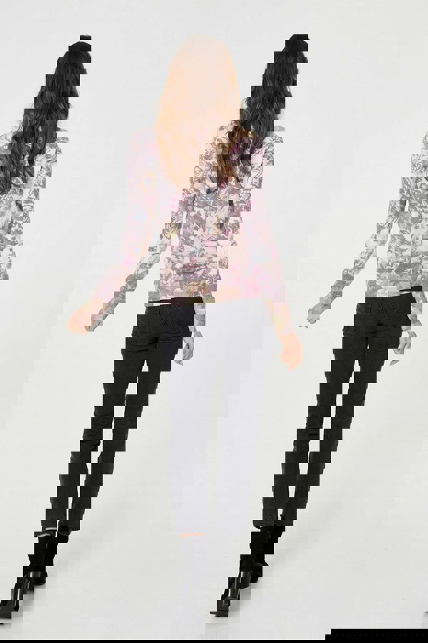 Beige | Butterfly Print Long Sleeve Knit Top
