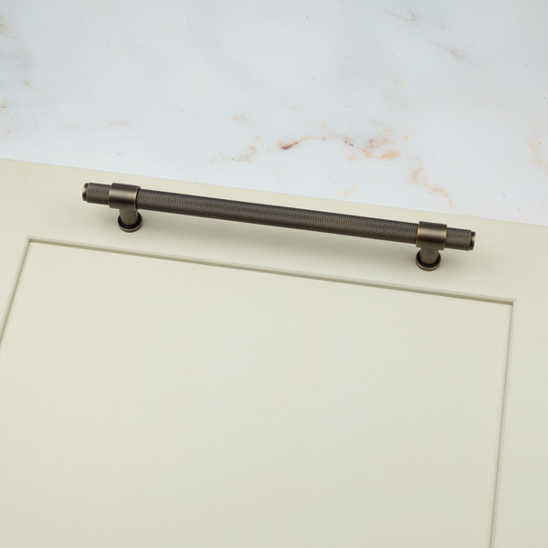 Handle & Home Antique Brass Knurled Handles with Clasp Detailing