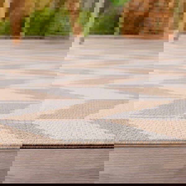 Beige Chevron Outdoor Rug for Garden | The Rugs