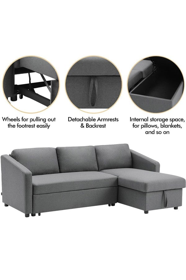 Living and Home Corner Sofa Bed 3 Seater Sofa with Storage