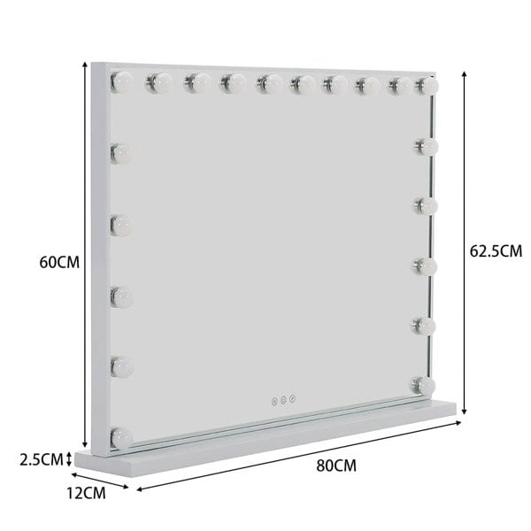 Hollywood Style Lighted Rectangular Makeup Mirror with Base LED Make Up Mirrors Living and Home