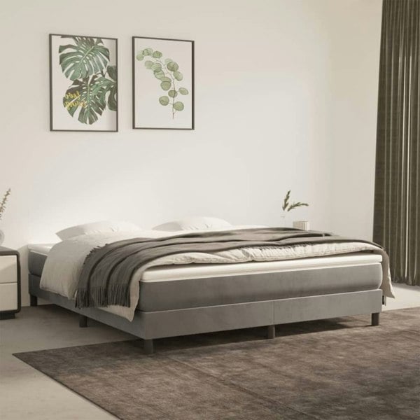 Berkfield Box Spring Bed Frame Light Grey 180x200cm 6FT Super King Velvet