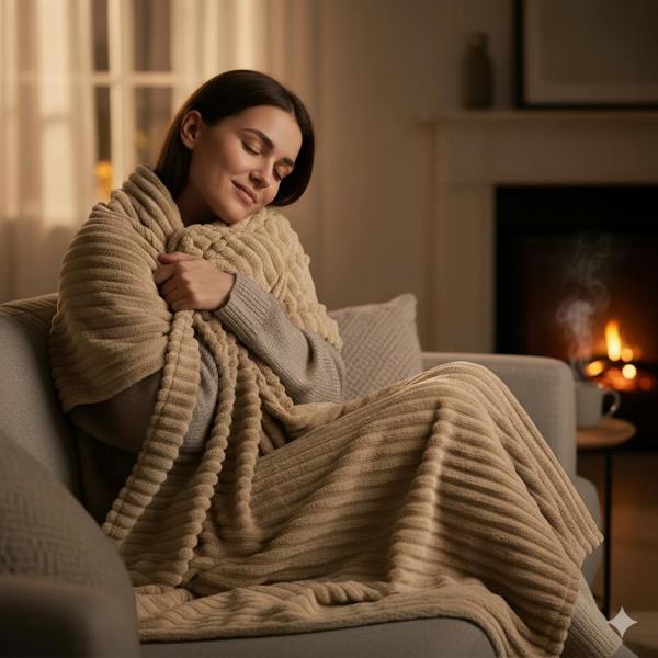 Chunky Cord Beige Throw 150x200cm