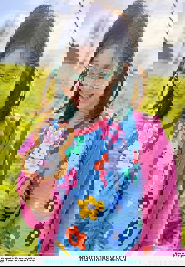 Organic Rainbow Bloom Bunny Pocket Applique Short Sleeved T-Shirt - Toby Tiger