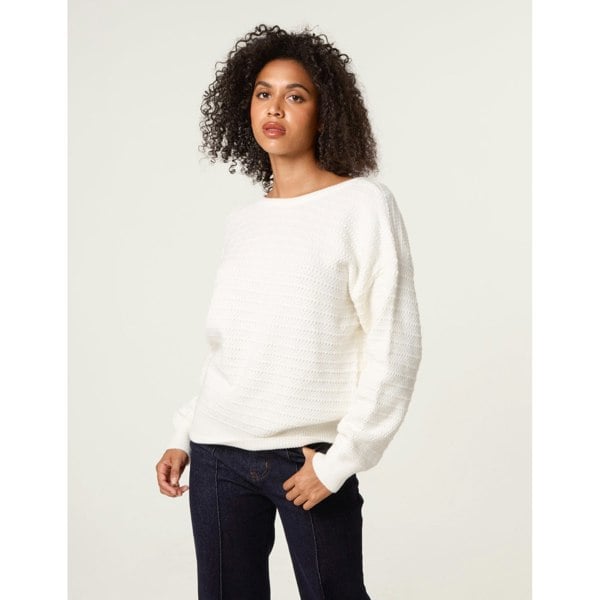 Blue Vanilla Round Neck Bow Back Detailed Jumper