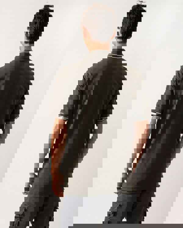 Armani Exchange Mens Regular Fit Mercerised Cotton Polo Shirt - Black Ink U8120