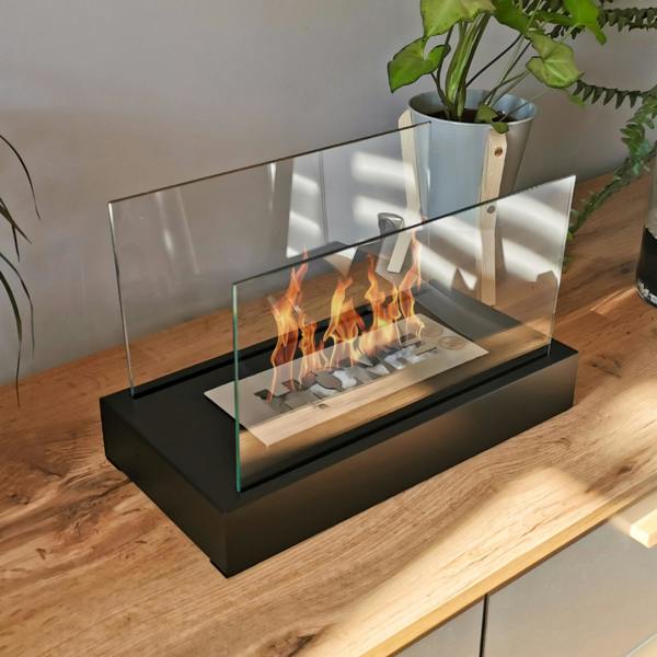 BIOFireplacesGMT Freestanding Bio Fireplace Home Black Matt Ventless