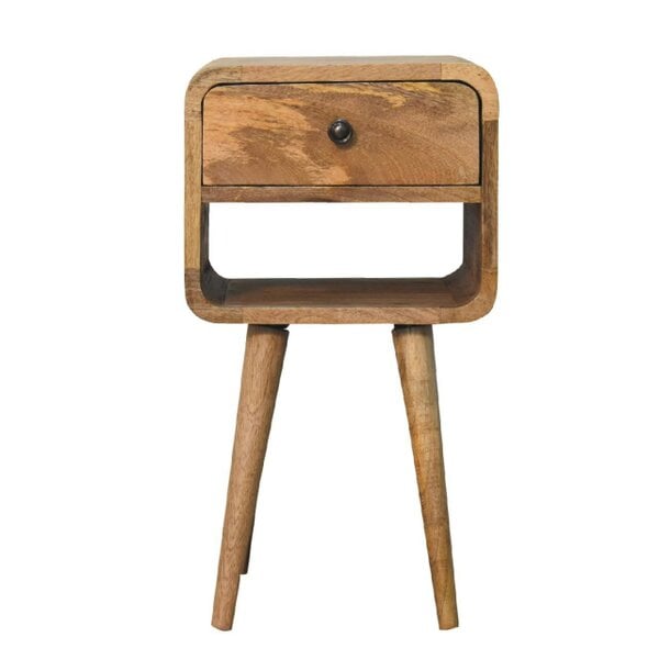 Wyld Haus Parma Small Oak Mango Wood Curve Low Bedside Table