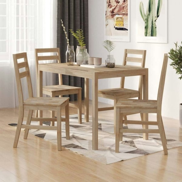 Berkfield 5 Piece Dining Set Solid Wood Acacia
