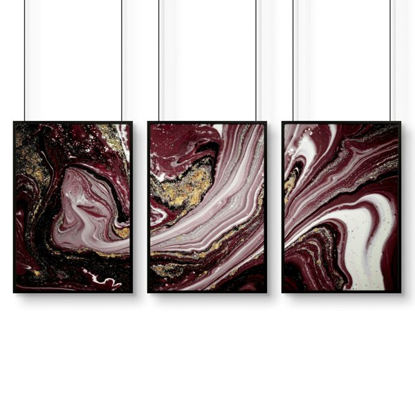 Abstract wall art large for office | set of 3 wall art prints