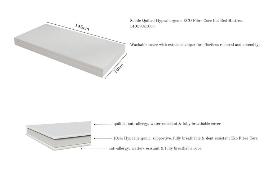 Viculii Subtle Hypoallergenic ECO Fibre Core Cot Bed Mattress