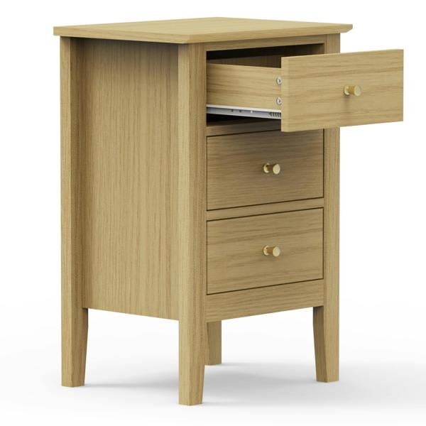 Core Products Set of 2 Henley 3-Drawer Premium Light-Oak Effect Bedside Cabinets