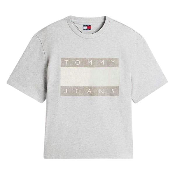 Tommy Jeans Mens Logo Jersey T-Shirt - Grey Heather - 