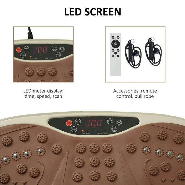 Vibration Plate Exercise Machine, Quiet Vibrating Plate - Weight Loss & Lymphatic Drainage - Resistance Bands, Remote Control, 99 Speed Levels