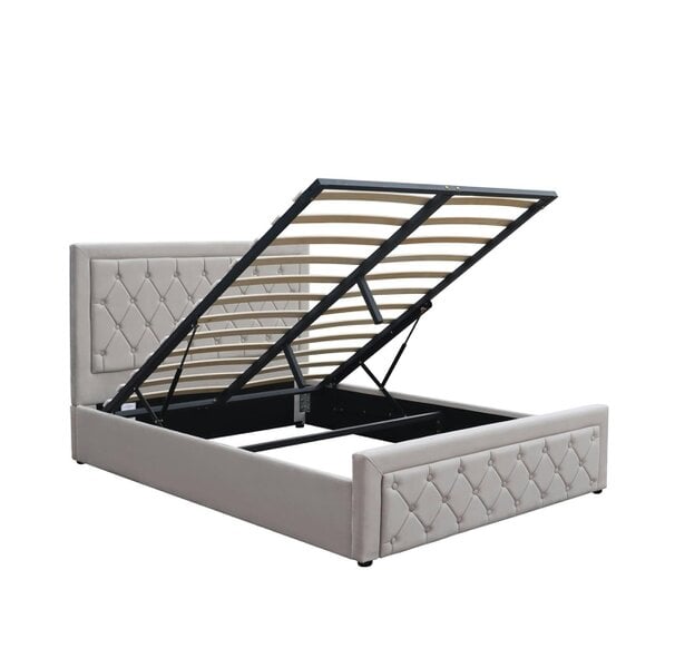 Kosy Koala Ottoman Storage Gaslift Bed 4ft6 Double Grey Velvet With Memory Foam Mattress
