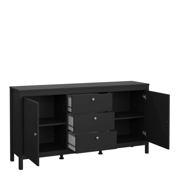 Wyld Haus Gossmere Matt Black Sideboard 2 Doors 3 Drawers