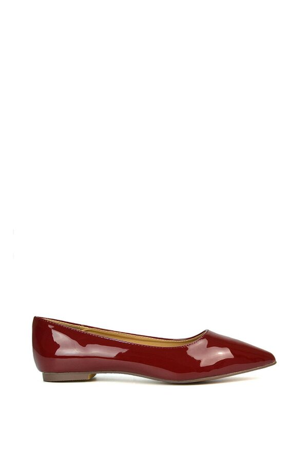 XY LONDON Slip on Pointed Toe Flat Ballerina Pump Shoes - Red